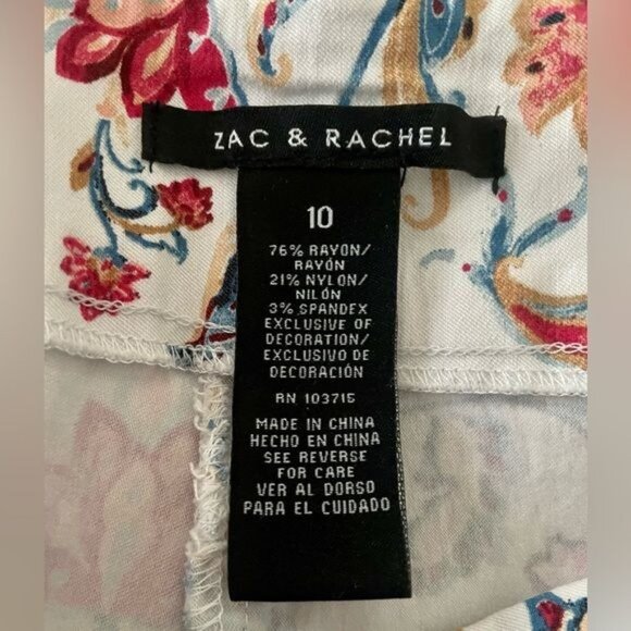 Zac & Rachel Cropped Pants size 10 floral summer crop pull On pants. - Picture 6 of 6